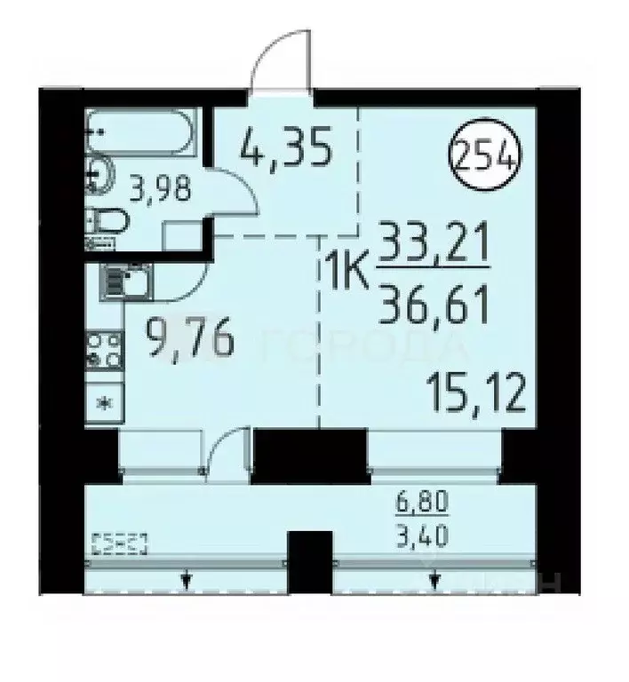1-к кв. Томская область, Томский район, д. Кисловка, Левобережный мкр ... - Фото 1