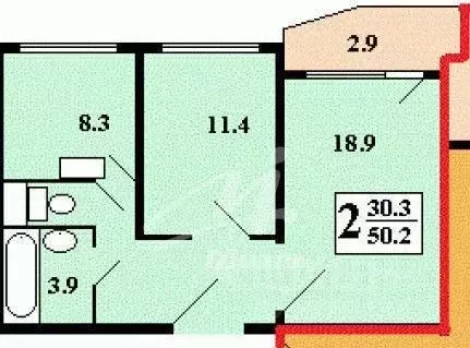 2-к кв. Москва Краснодонская ул., 2К3 (50.5 м) - Фото 2
