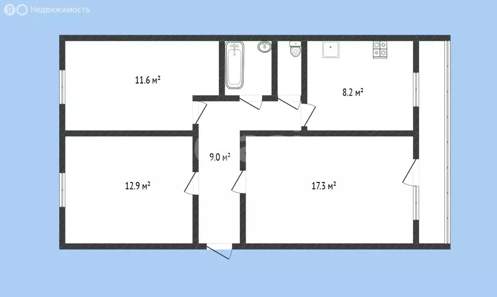 3-комнатная квартира: Черкесск, проспект Ленина, 13А (62.9 м) - Фото 1