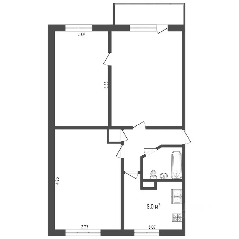 3-к кв. Самарская область, Самара ул. Мичурина, 139 (59.1 м) - Фото 1