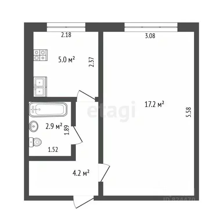 1-к кв. Московская область, Воскресенск Рабочая ул., 120 (28.6 м) - Фото 2