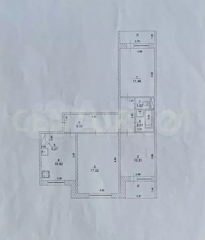 3-к. квартира, 63,4 м, 9/9 эт. - Фото 0