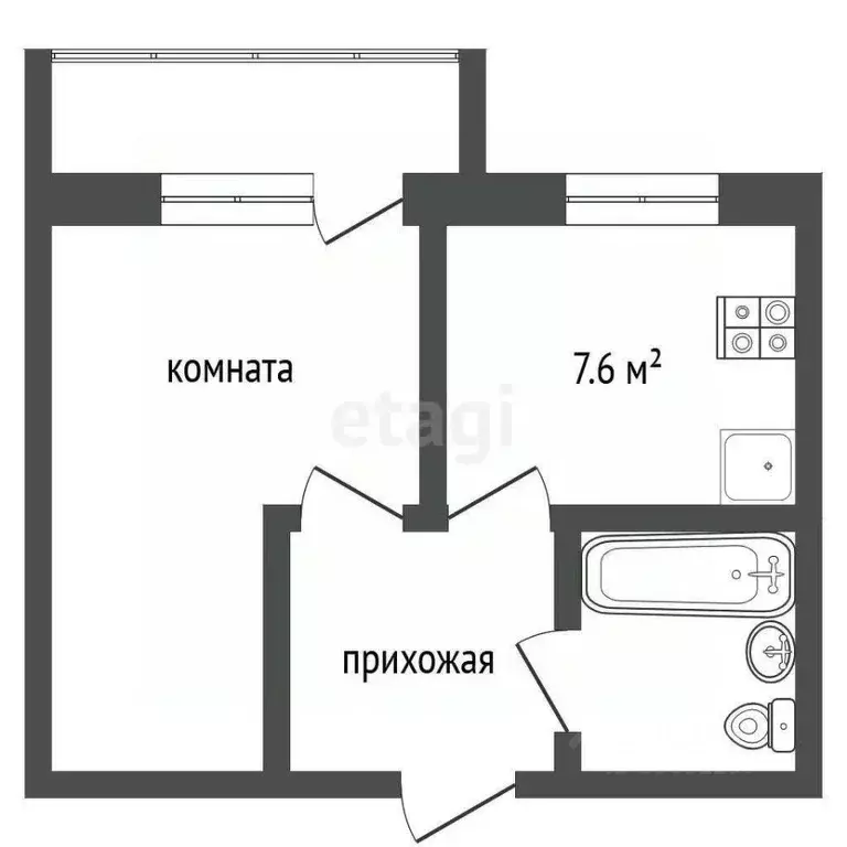 1-к кв. Коми, Усинск ул. 60 лет Октября, 6/2 (34.4 м) - Фото 0