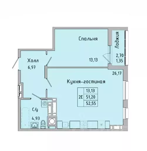 2-к кв. Ростовская область, Батайск ул. Ушинского, 27Ак3 (52.8 м) - Фото 0