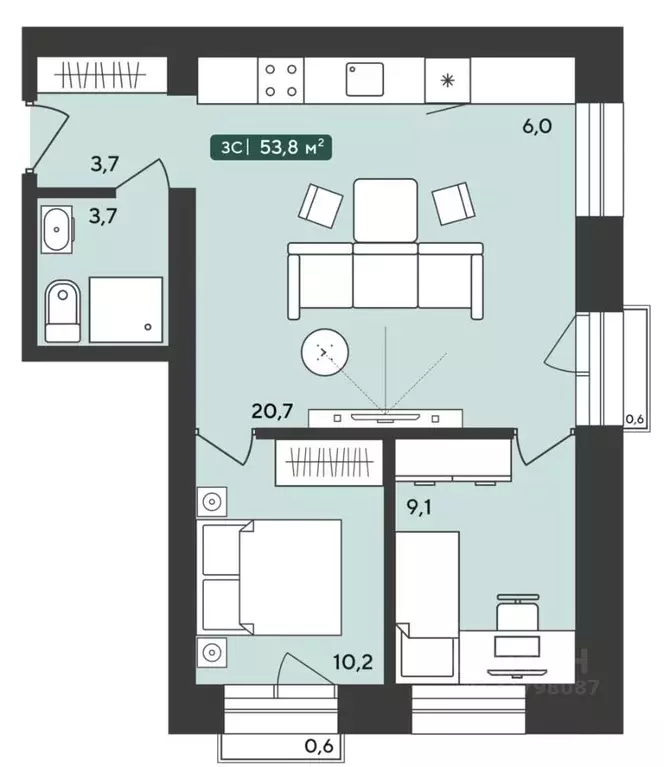 3-к кв. Новосибирская область, Мошковский район, пос. Октябрьский ... - Фото 1