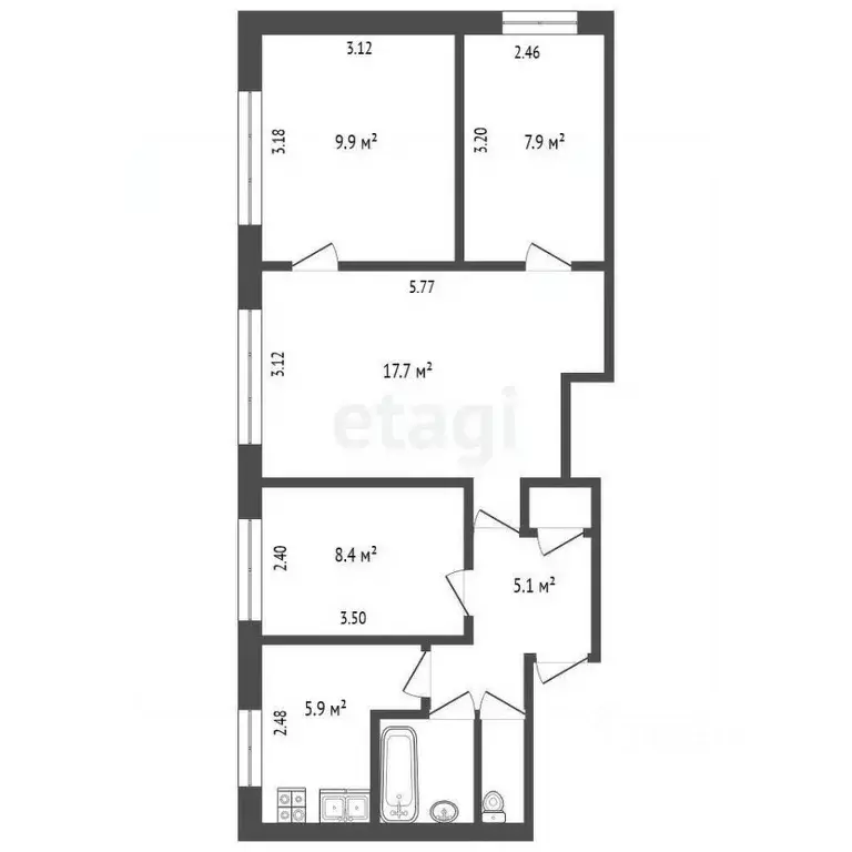 3-к кв. Вологодская область, Вологда Тепличный мкр, 11 (59.1 м) - Фото 2