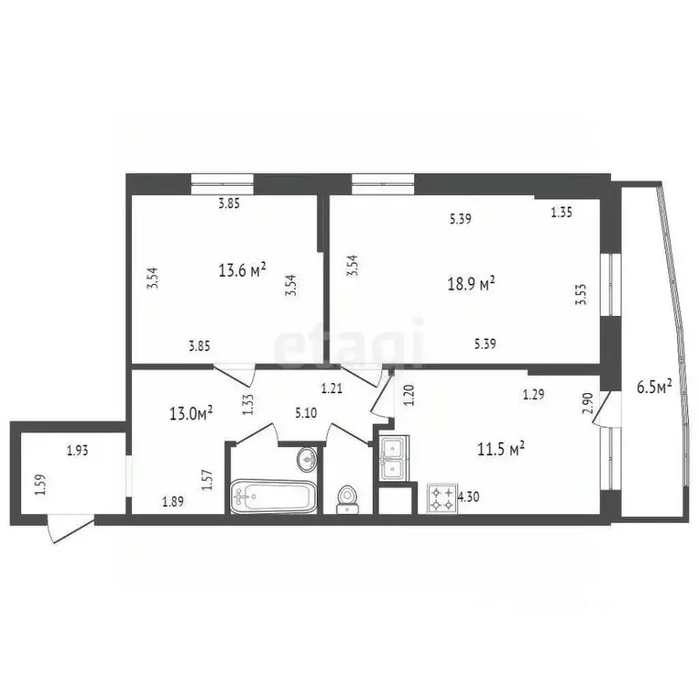 2-к кв. Санкт-Петербург Яхтенная ул., 40 (61.0 м) - Фото 1