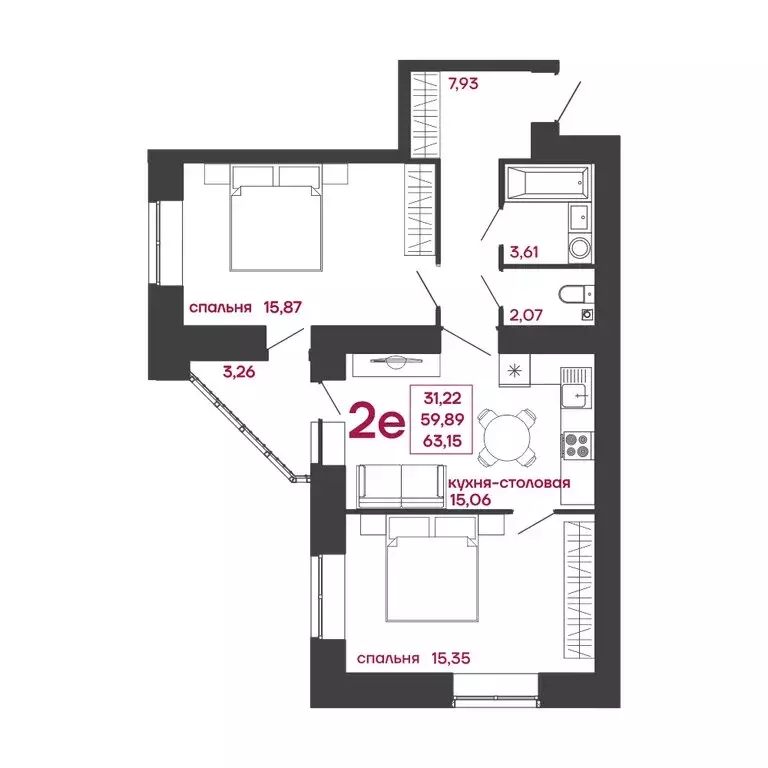 2-комнатная квартира: Пенза, улица Измайлова, 41В (63.15 м) - Фото 1