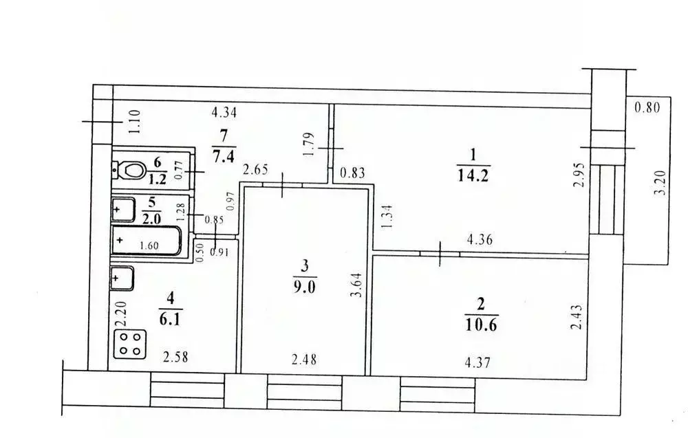 3-к кв. Саха (Якутия), Якутск ул. Дзержинского, 9 (50.5 м) - Фото 2