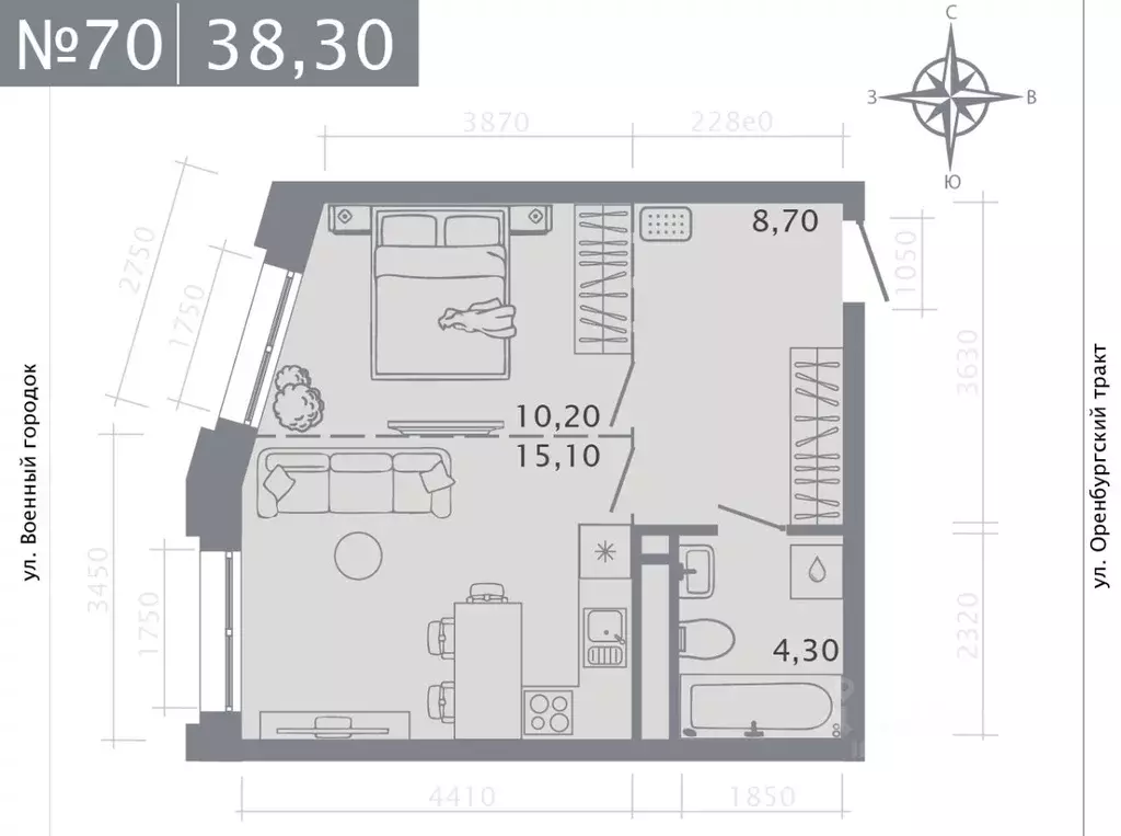 1-к кв. Татарстан, Казань ул. Шишкина (38.3 м) - Фото 1