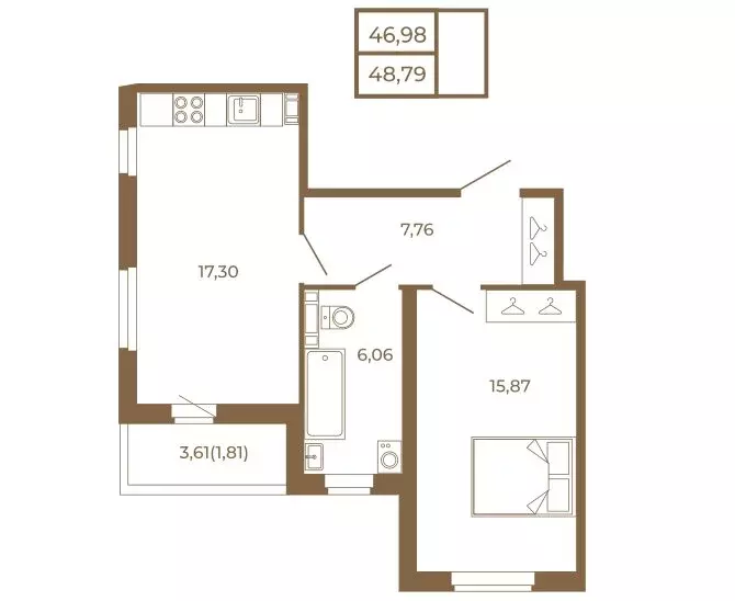 1-комнатная квартира: Сертолово, ЖК Новая История (48.79 м) - Фото 1