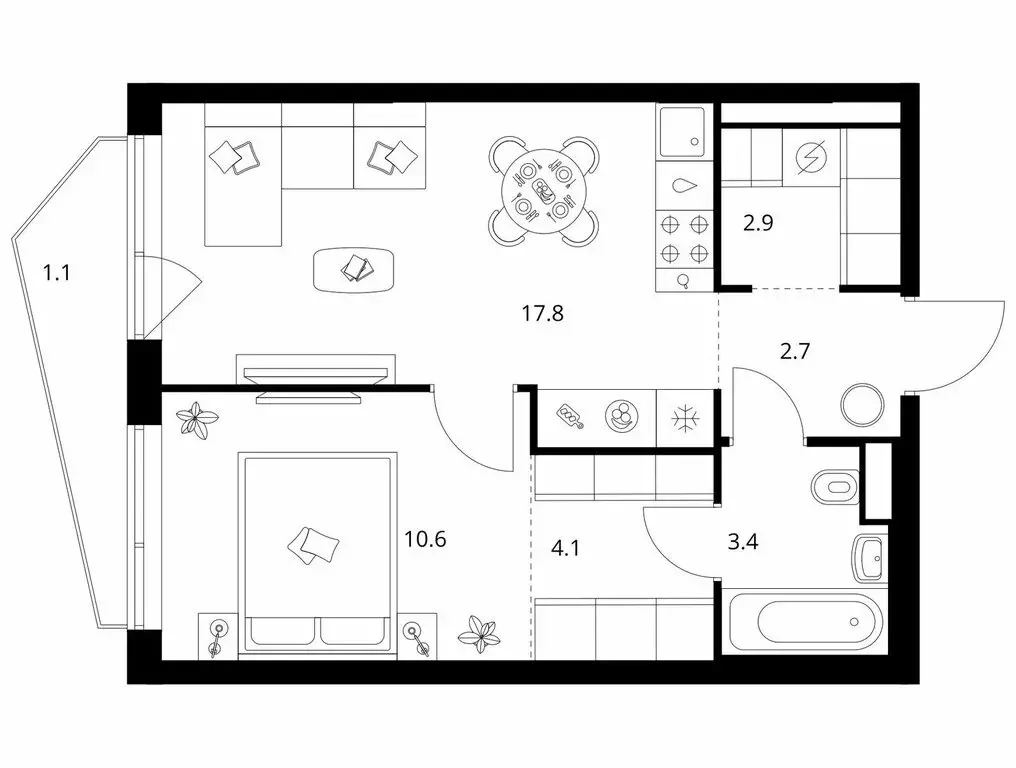 1-комнатная квартира: Москва, ЖК Строгино 360 (42.6 м) - Фото 1