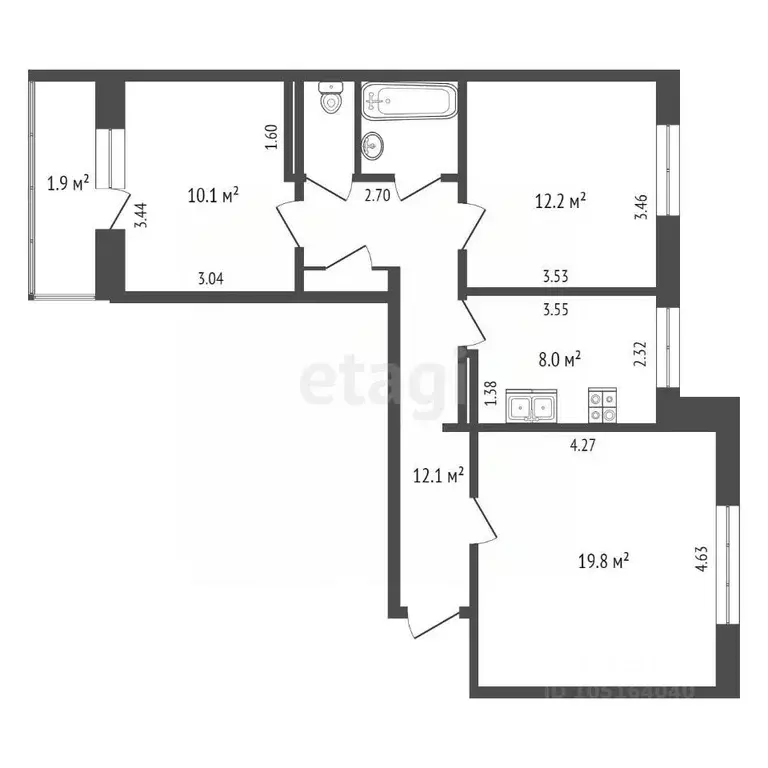 3-к кв. Крым, Щелкино Ленинский район, 3-й мкр, 102 (69.2 м) - Фото 2