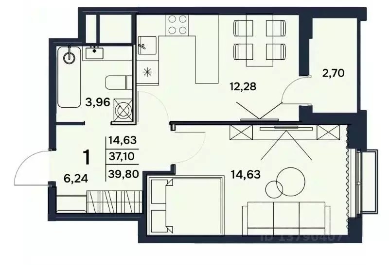 1-к кв. Пензенская область, Пенза ул. Терновского, 241 (39.8 м) - Фото 1