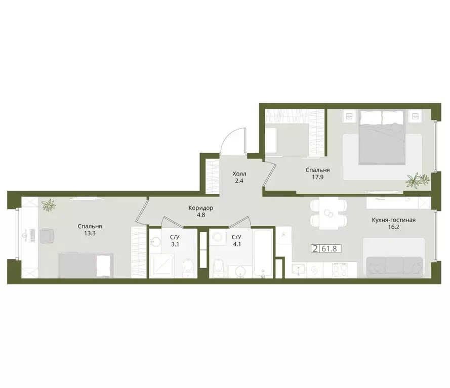 2-к кв. Московская область, Красногорск городской округ, Нахабино пгт  ... - Фото 0