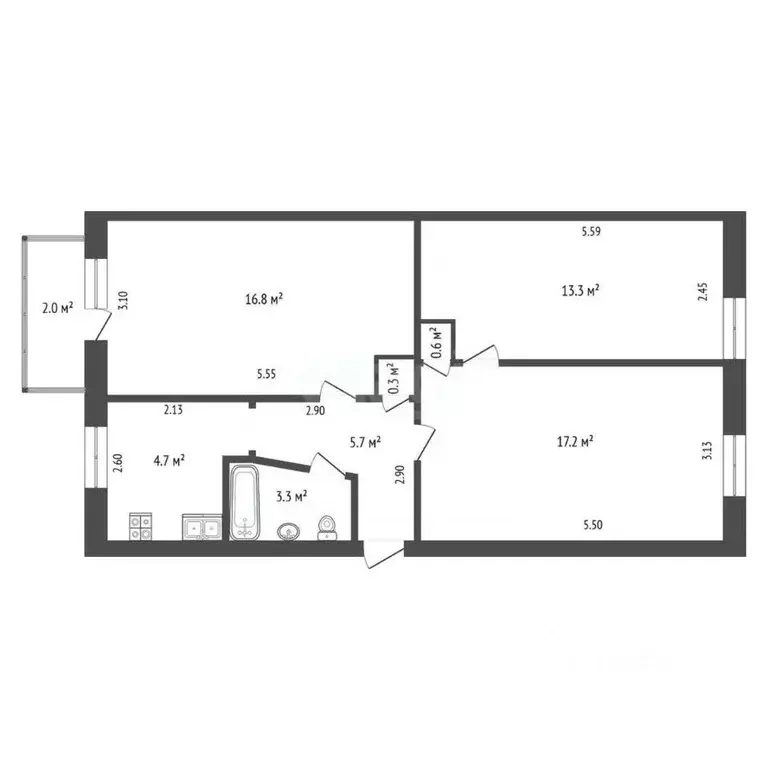 3-к кв. Тюменская область, Тюмень ул. Белинского, 8 (61.9 м) - Фото 0