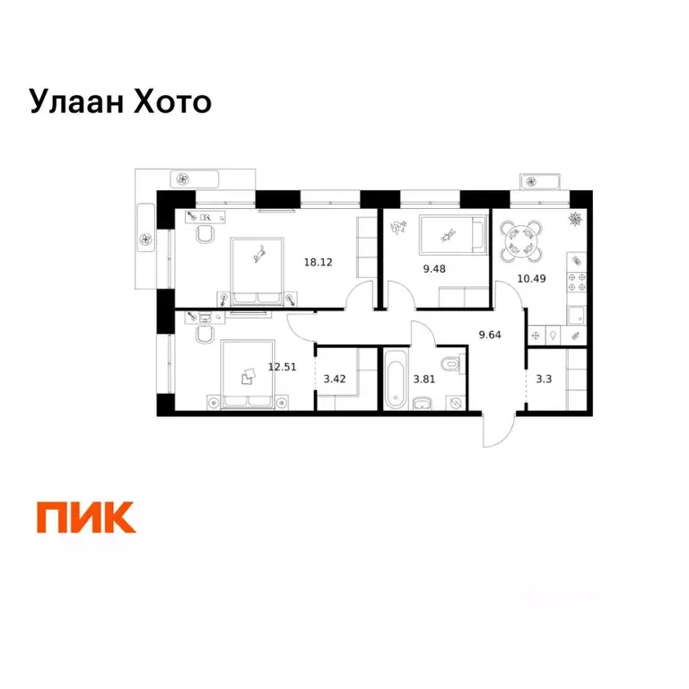 3-к кв. Бурятия, Улан-Удэ ул. Шмидта (70.77 м) - Фото 1