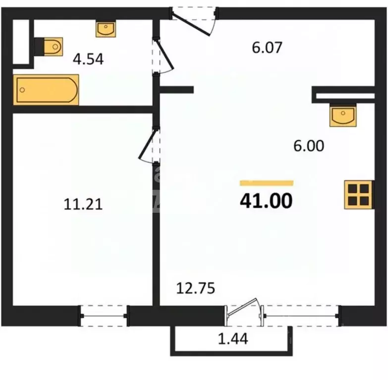1-к кв. Челябинская область, Челябинск ул. Блюхера, 123Д (41.0 м) - Фото 2