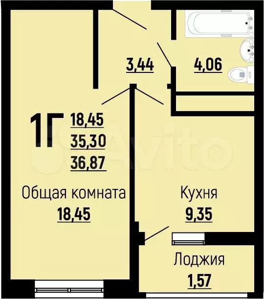 1-к. квартира, 36,9 м, 23/24 эт. - Фото 0