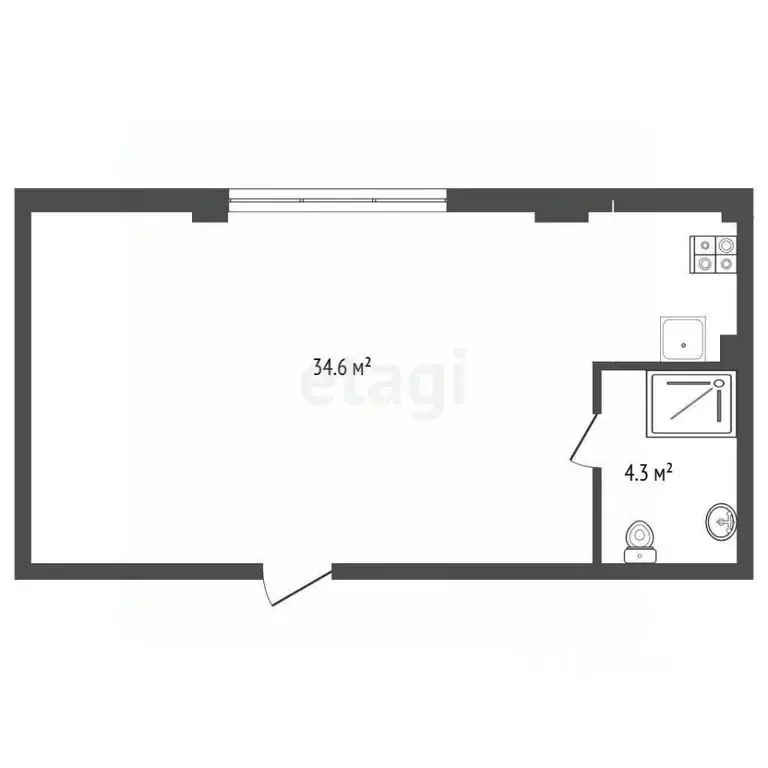 Студия Крым, Ялта ул. Киевская, 44 (38.9 м) - Фото 2