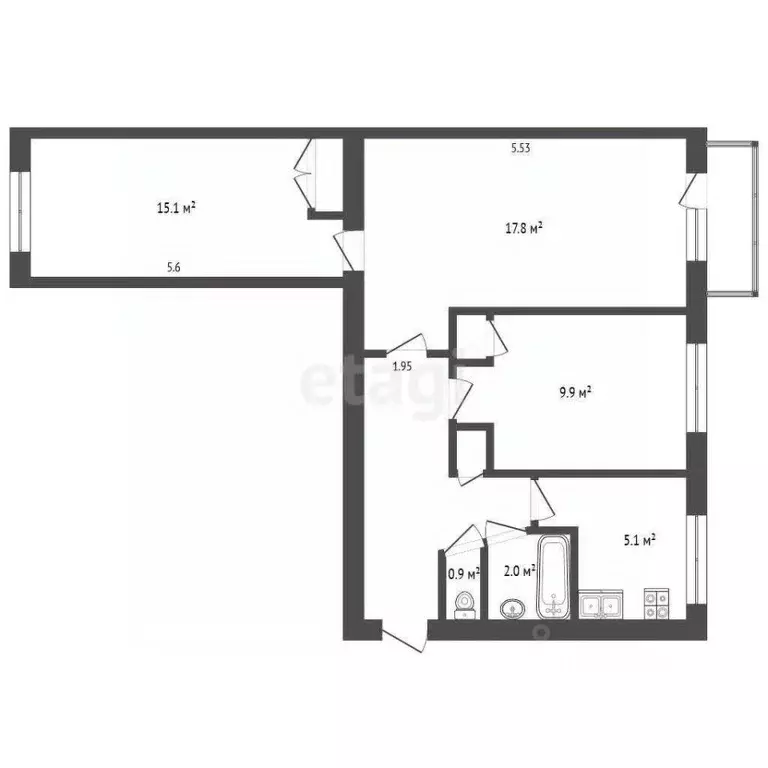 3-к кв. Забайкальский край, Чита ул. Энтузиастов, 52 (49.5 м) - Фото 2
