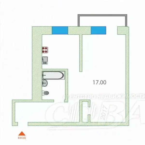 1-к кв. Тюменская область, Тюмень ул. Дзержинского, 31 (30.0 м) - Фото 2