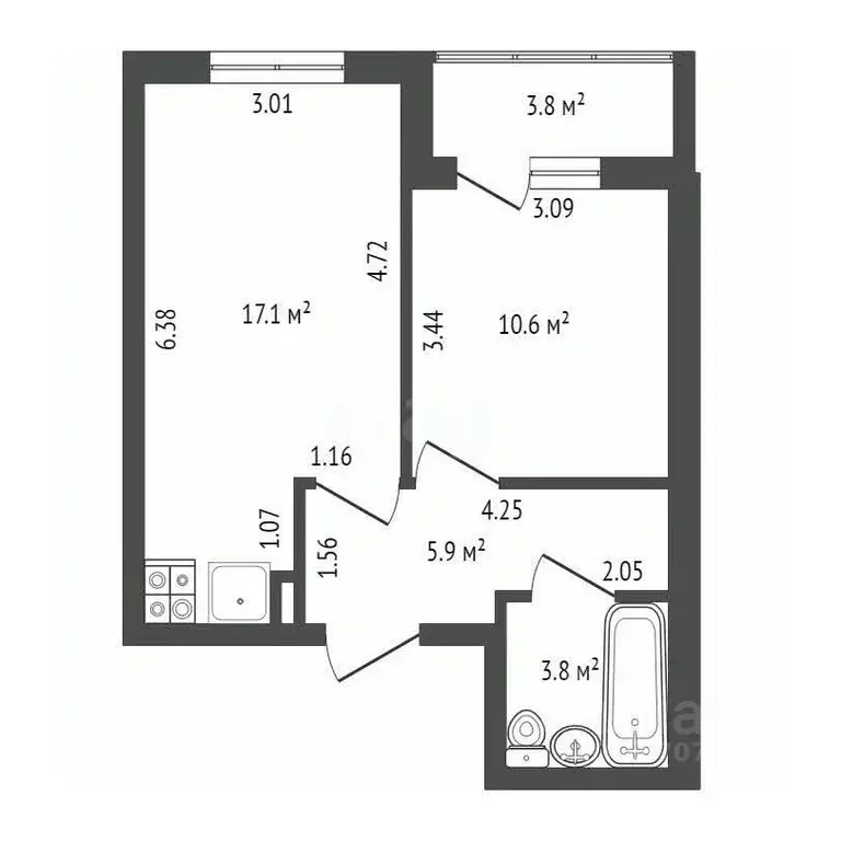 1-к кв. Санкт-Петербург ул. Орбитальная, 9к1 (37.4 м) - Фото 1