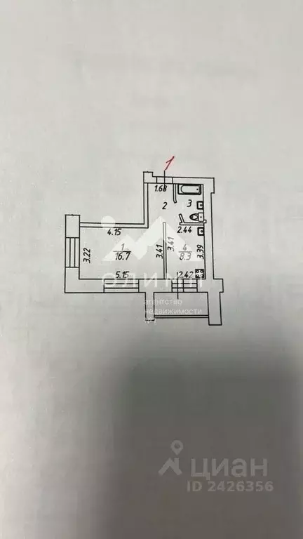 1-к кв. Вологодская область, Вологда Водники мкр, ул. Северная, 16Б ... - Фото 2