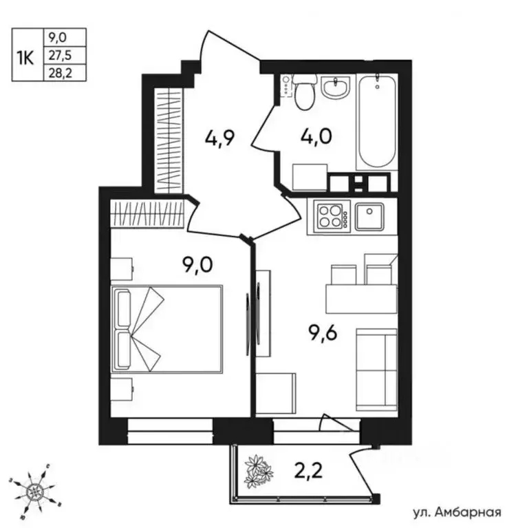 1-к кв. Пермский край, Пермь Белозерская ул., 30А (28.2 м) - Фото 0