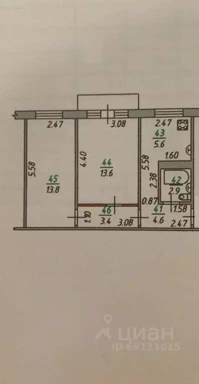 2-к кв. Орловская область, Орел Октябрьская ул., 59 (46.8 м) - Фото 1