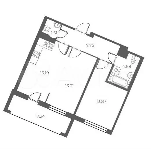 2-к. квартира, 57,9 м, 4/7 эт. - Фото 0