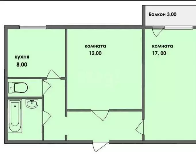 2-комнатная квартира: Черногорск, Линейная улица, 257 (55.8 м) - Фото 0