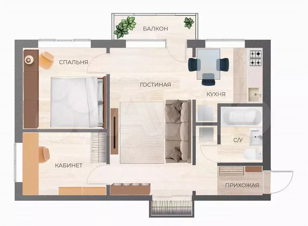 2-к. квартира, 50 м, 5/5 эт. - Фото 0
