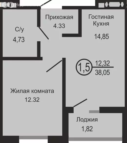 1-комнатная квартира: Оренбург, ЮАО, Ленинский район (38.05 м) - Фото 1