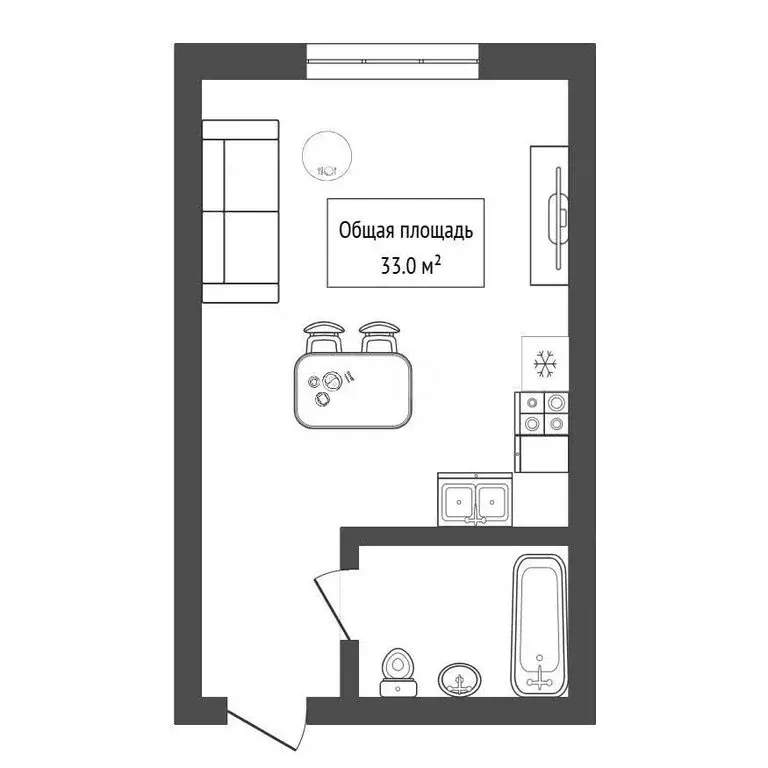 Квартира-студия: Новосибирск, улица В. Высоцкого, 40/2 (33 м) - Фото 1