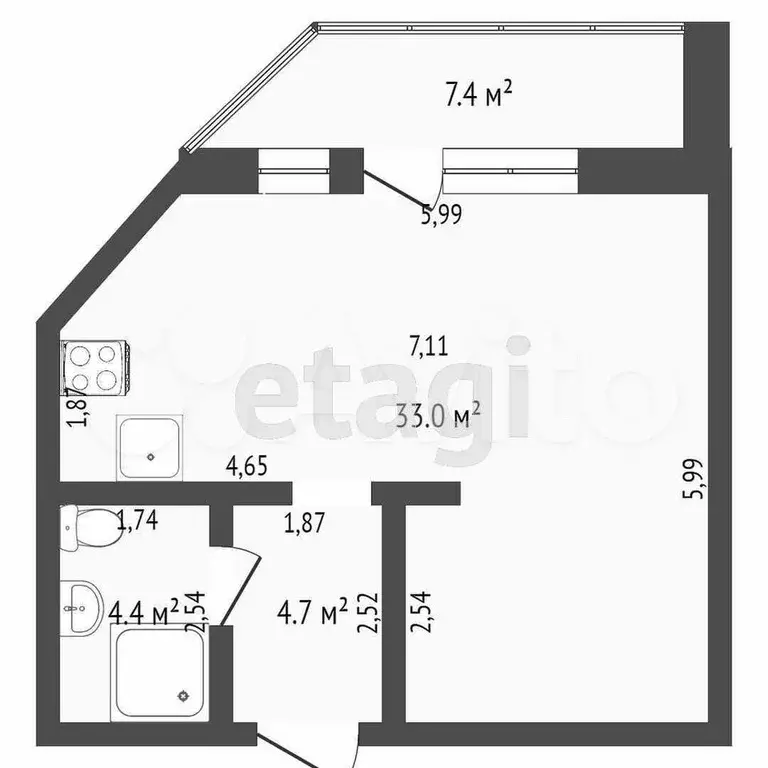 Квартира-студия, 42 м, 10/10 эт. - Фото 0