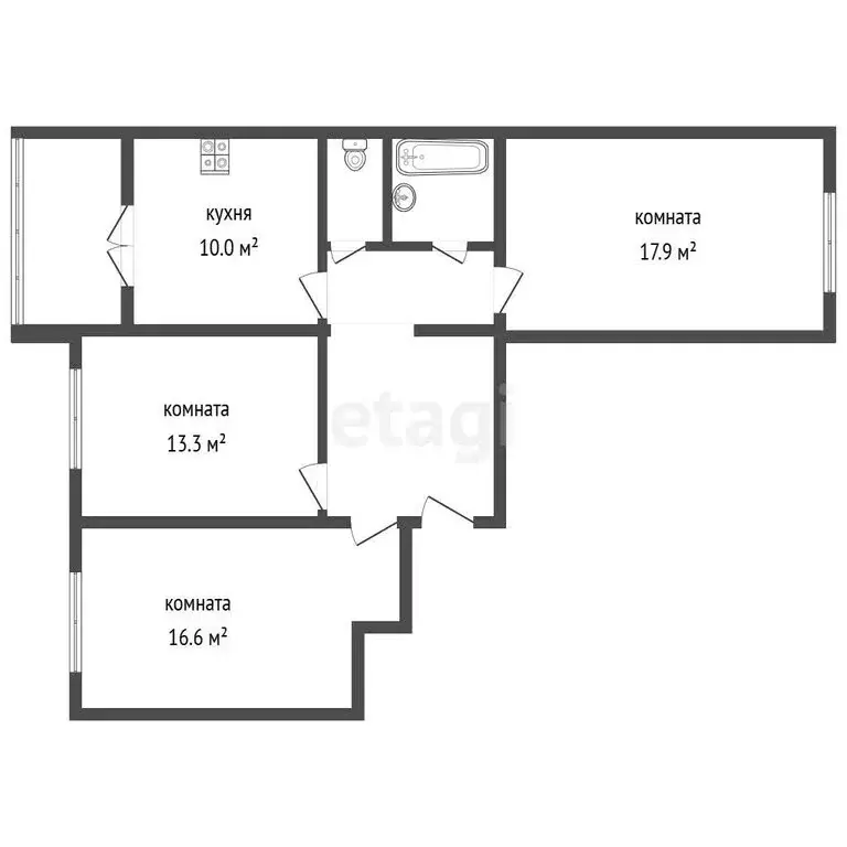 3-комнатная квартира: Воронеж, Крымская улица, 3/1 (77.3 м) - Фото 1