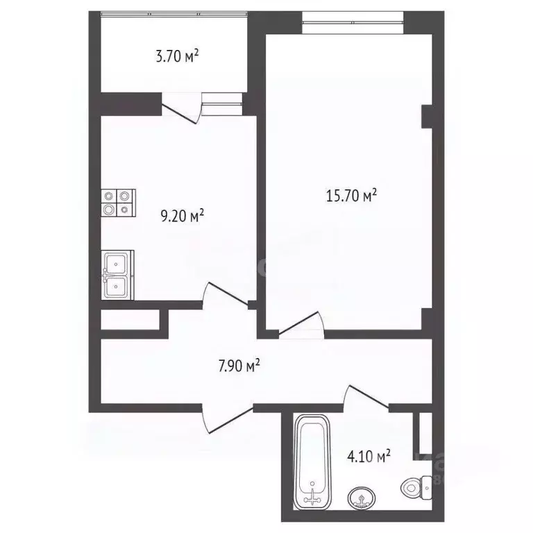 1-к кв. Севастополь ул. Токарева, 18Г (34.5 м) - Фото 2