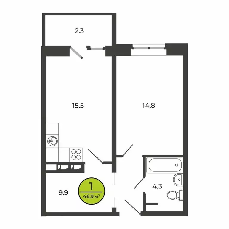 1-комнатная квартира: Свень, Соборная улица, 24 (46.9 м) - Фото 0
