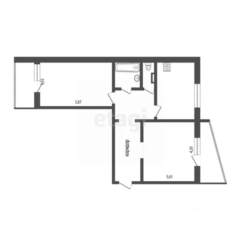 2-к кв. Ханты-Мансийский АО, Сургут Югорская ул., 40/1 (64.1 м) - Фото 1