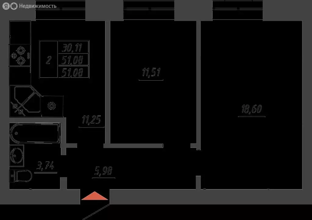 2-комнатная квартира: Тольятти, Итальянский бульвар, 2 (51.1 м) - Фото 1