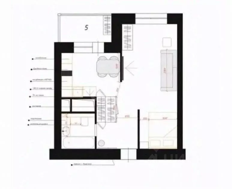 1-к кв. Татарстан, Казань ул. Аделя Кутуя, 110Дк3 (36.8 м) - Фото 2