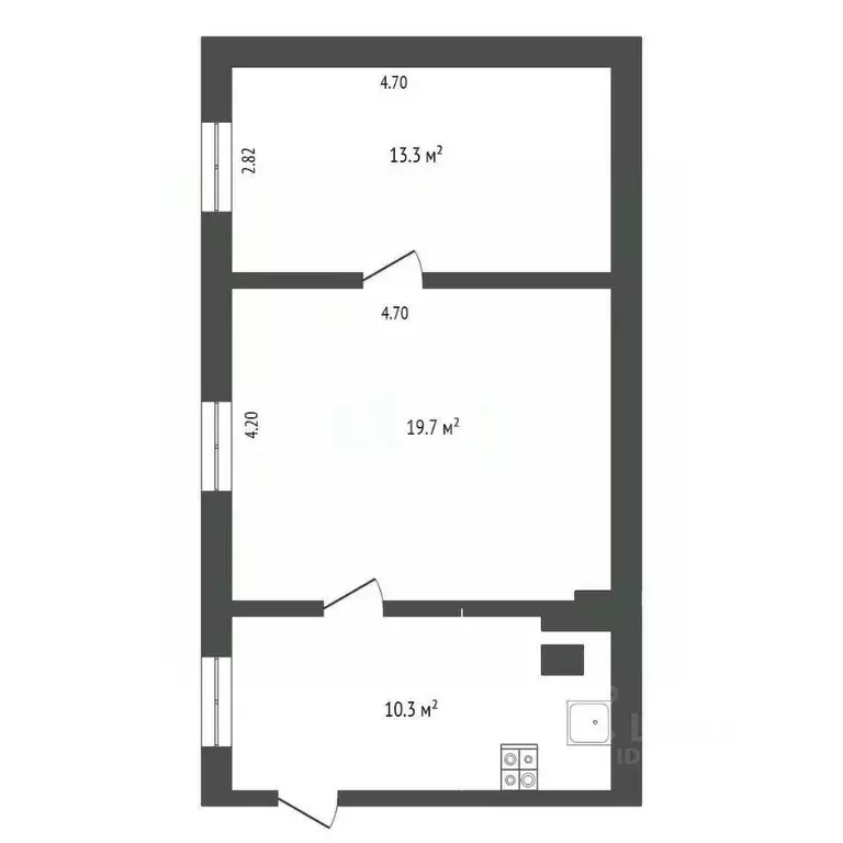 2-к кв. Калининградская область, Черняховск Дачная ул., 38 (43.3 м) - Фото 2