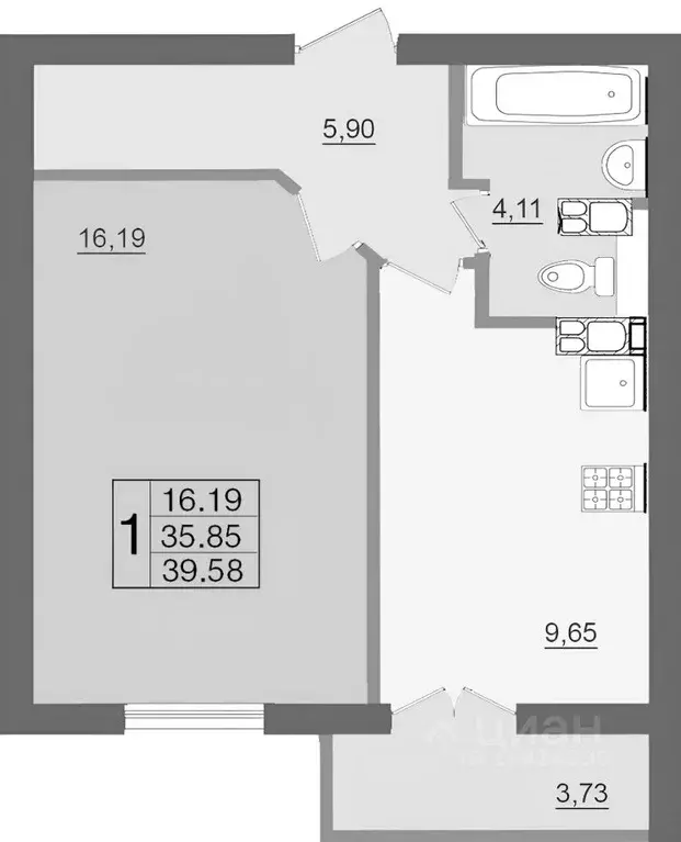 1-к кв. Смоленская область, Смоленск ул. Рыленкова, 54А (38.0 м) - Фото 2