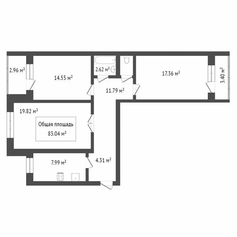 3-комнатная квартира: деревня Кисловка, микрорайон Северный, улица ... - Фото 1