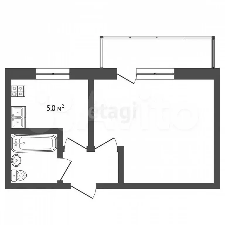 1-к. квартира, 22,5 м, 3/4 эт. - Фото 0