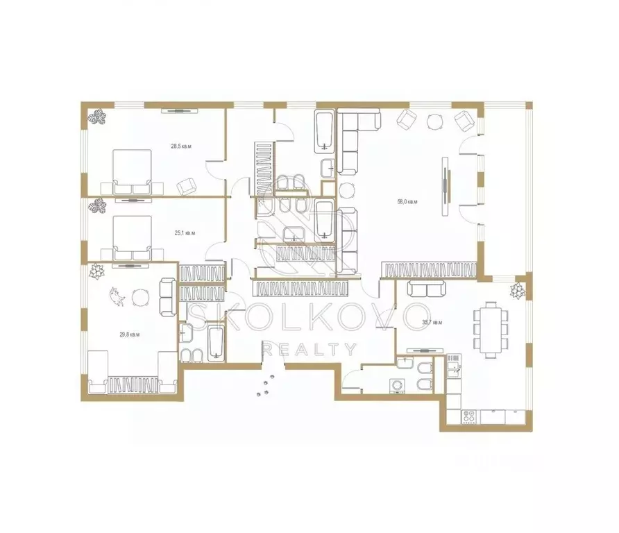 Свободной планировки кв. Москва Смоленский бул., 24к3 (285.3 м) - Фото 1