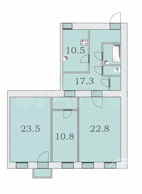 3-к. квартира, 91 м, 2/4 эт. - Фото 0