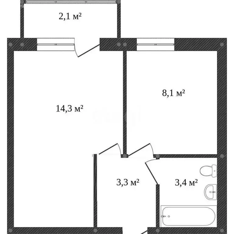 1-комнатная квартира: посёлок Кувшиново, Майская улица, 2 (29.7 м) - Фото 1