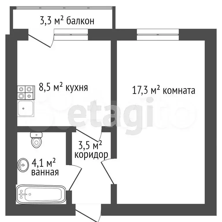 1-к. квартира, 32,8 м, 19/19 эт. - Фото 0